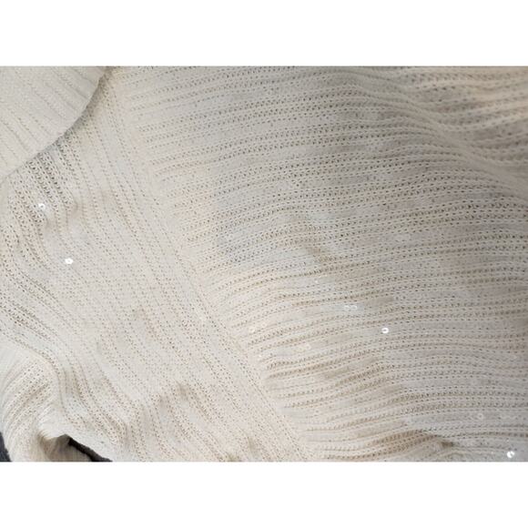 Chicos Ivory Sequin Embellished Cowl Neck Long Sleeve Sweater Sz 0 US S Pullover - Picture 8 of 8